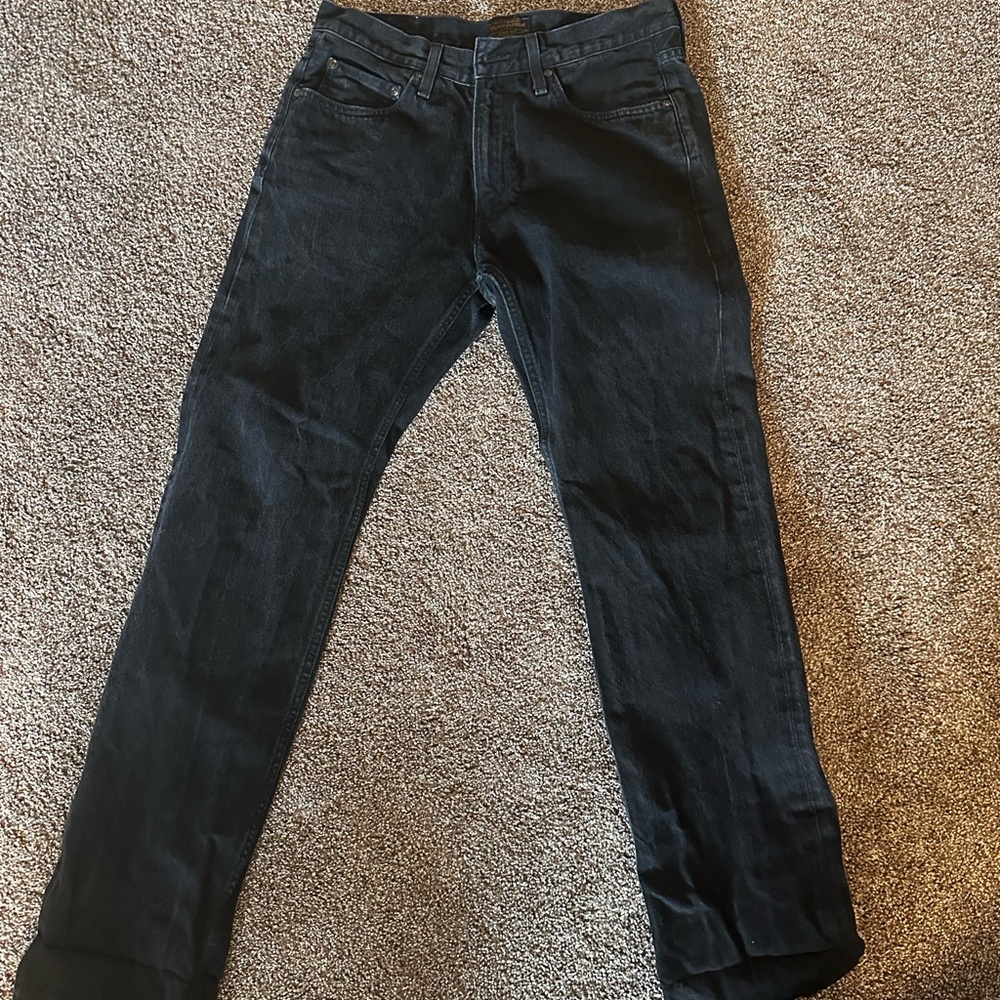 Filson Black Denim Work Pants with Brass Zip